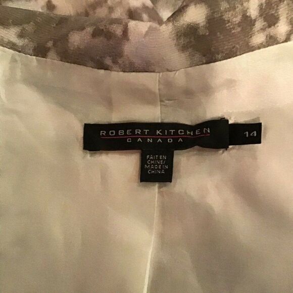 Robert Kitchen Canada Womens Blazer Jacket White and Taupe Button Size 14 Care - Picture 7 of 9